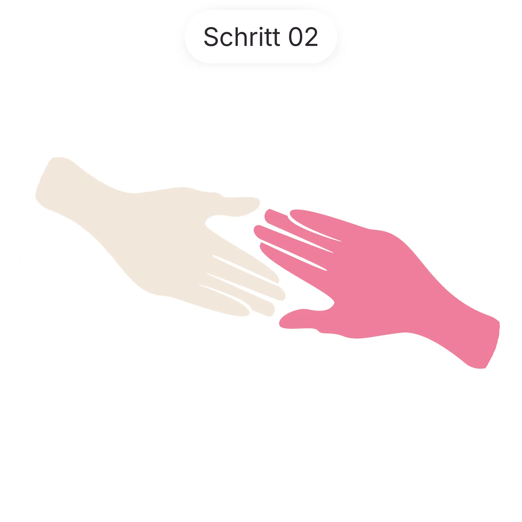 Grafik zu Schritt 02: zwei einander entgegengestreckte Hände